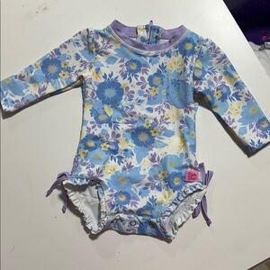 Ruffle Butts Purple and Blue Floral Kids Swim One Piece